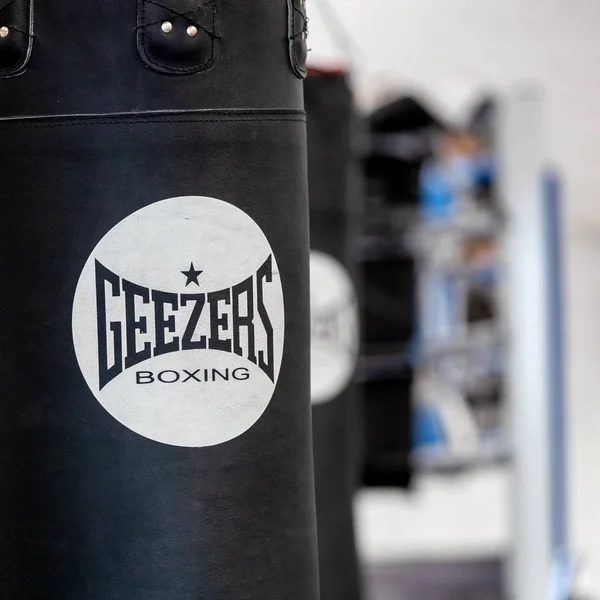 Southampton August 2019 Geezers Brand Black White Punchbags Hanging Boxing — Zdjęcie stockowe