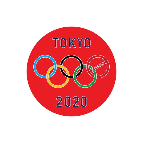 Tokio Japonsko Března 2020 Tokijská Vlajka 2020 Olympijskými Kruhy Červený — Stockový vektor