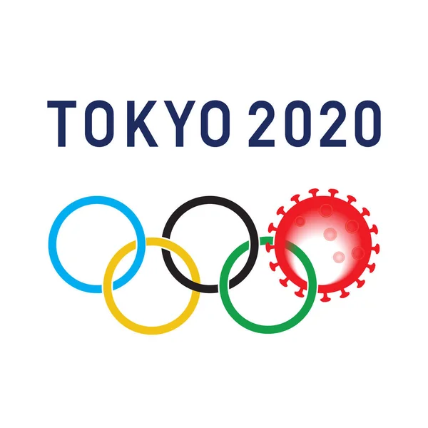 Τόκιο Ιαπωνία Μαρτίου 2020 Ολυμπιακοί Δακτύλιοι Τόκιο 2020 Τον Κόκκινο — Διανυσματικό Αρχείο