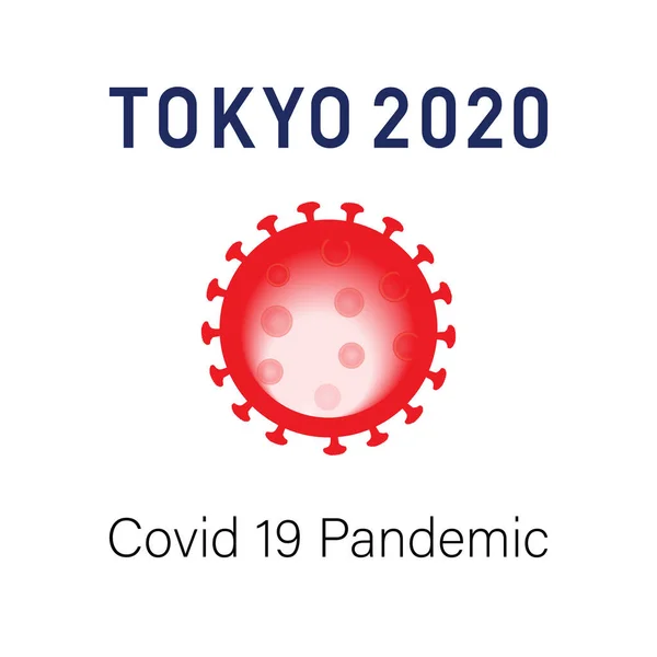 Drapeau Japonais Avec Coronavirus Comme Cercle Rouge Texte Tokyo 2020 — Image vectorielle