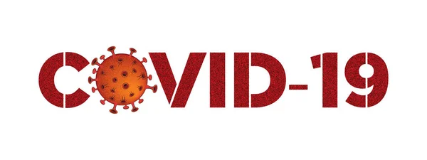 Covid Com Seres Micróbio Coronavírus Tons Vermelhos Isolado Fundo Branco — Vetor de Stock