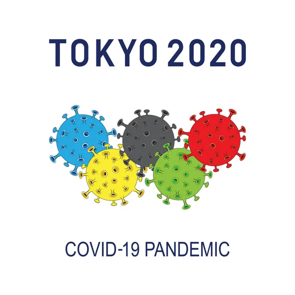 Tokyo Japon Mars 2020 Anneaux Olympiques Tokyo 2020 Avec Les — Image vectorielle