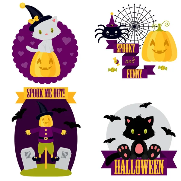 Aranyos Halloween ClipArt-elemek beállítása — Stock Vector