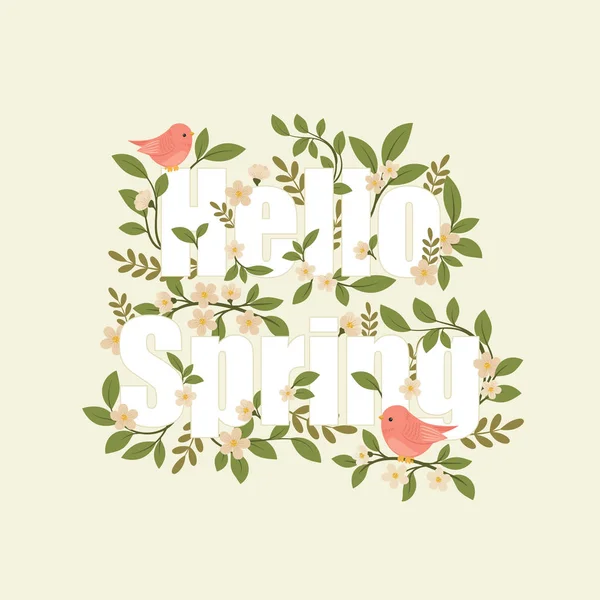 Bonjour Printemps lettrage floral — Image vectorielle