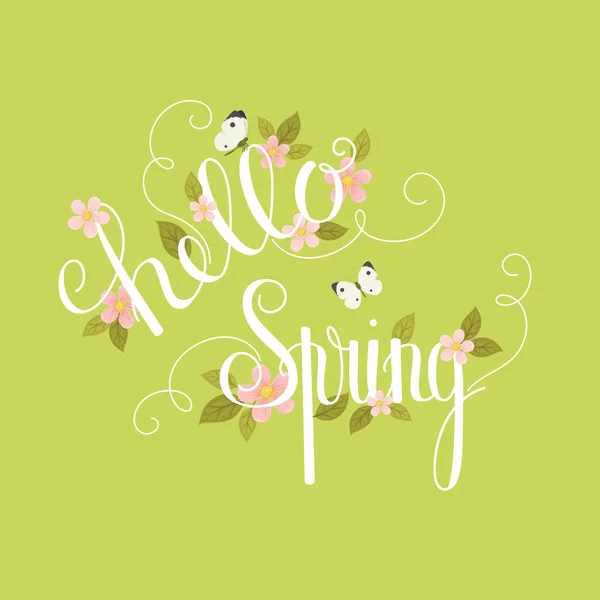 Hello Spring hand belettering — Stockvector