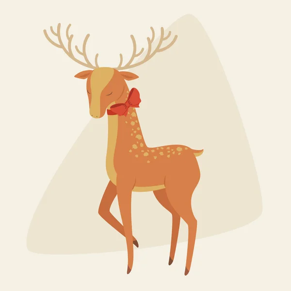 Elegant deer with a bow on his neck — Stock Vector