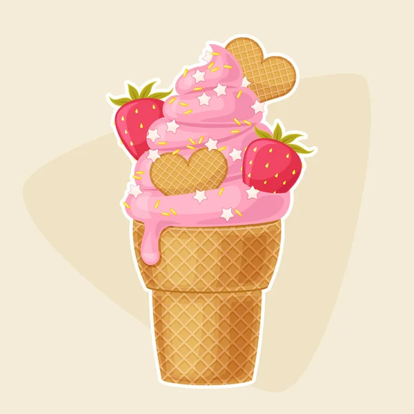 Glace aux fraises — Image vectorielle