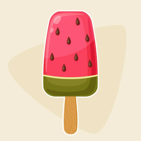 Popsicle pastèque sur fond crème — Image vectorielle