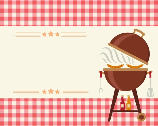 Barbacoa fiesta invitación en blanco — Vector de stock