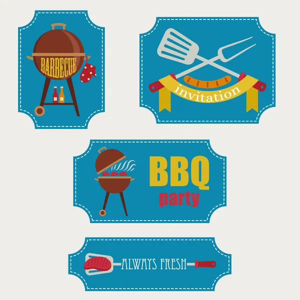 Set barbecue etiketten — Stockvector