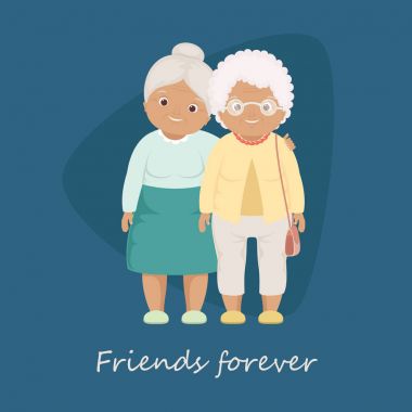 Two grandmothers friends clipart