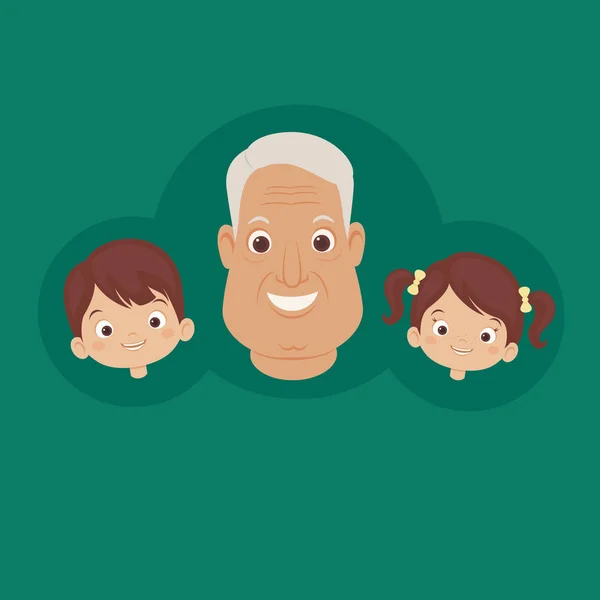 Happy grandfather with grandchildren — Stock Vector