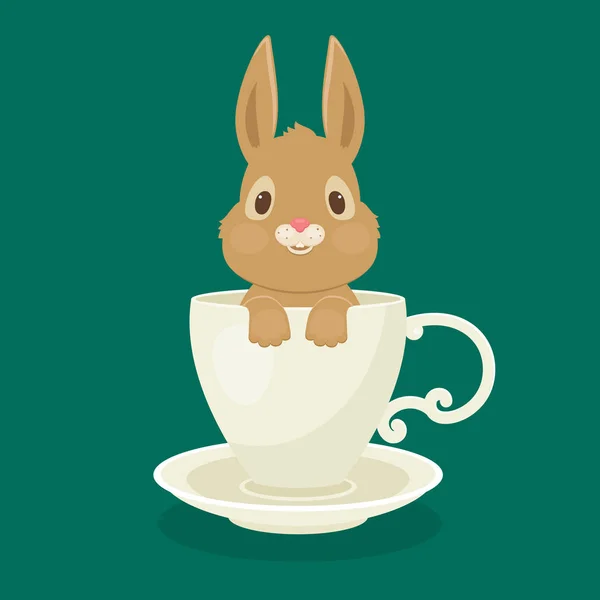 Kaninchen / Hase sitzt in weißer Tasse — Stockvektor