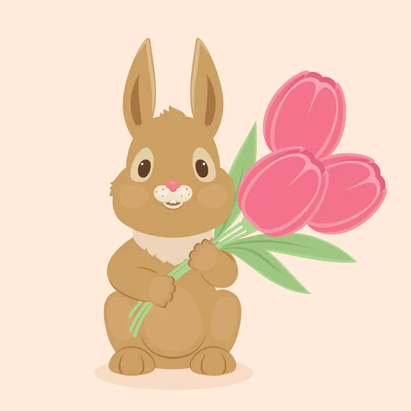 Кролик/кролик з квітами тюльпанів — стоковий вектор