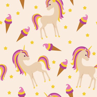 Tek boynuzlu at vektör seamless modeli