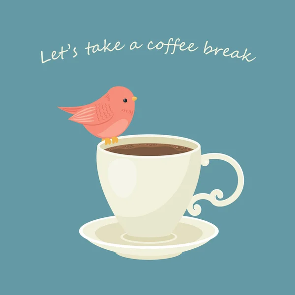 Чашка кофе с птичкой — стоковый вектор