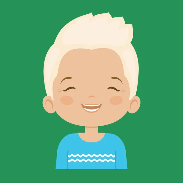 Niño rubio riendo expresión facial — Vector de stock