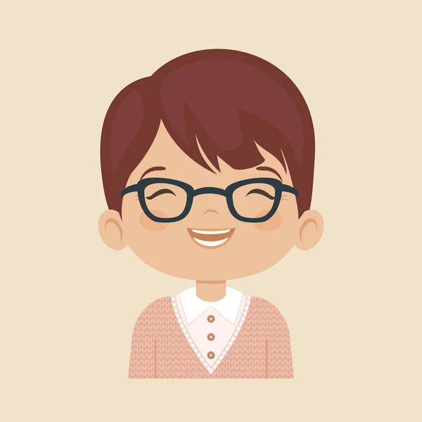 Niño en gafas riendo expresión facial — Vector de stock