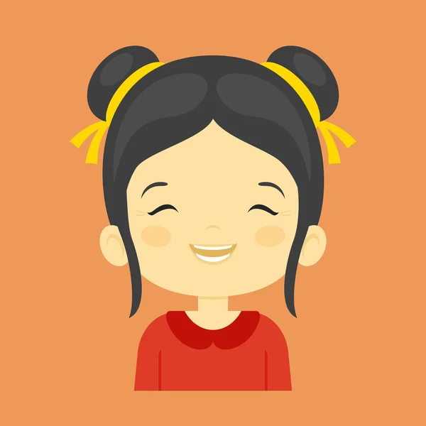 Asiatiska liten flicka skrattar ansiktsuttryck, — Stock vektor