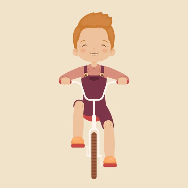 Rire petit garçon en vélo — Image vectorielle