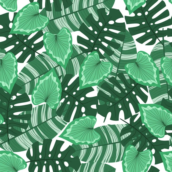 Patrón sin costura con hojas tropicales — Archivo Imágenes Vectoriales