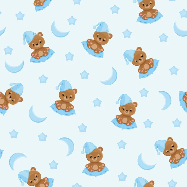 Ours en peluche endormi motif sans couture — Image vectorielle