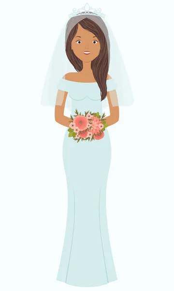 Mariée tenant un bouquet — Image vectorielle