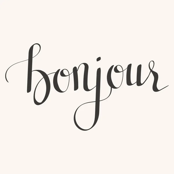 Hand drawn lettering "Bonjour" — Stock Vector