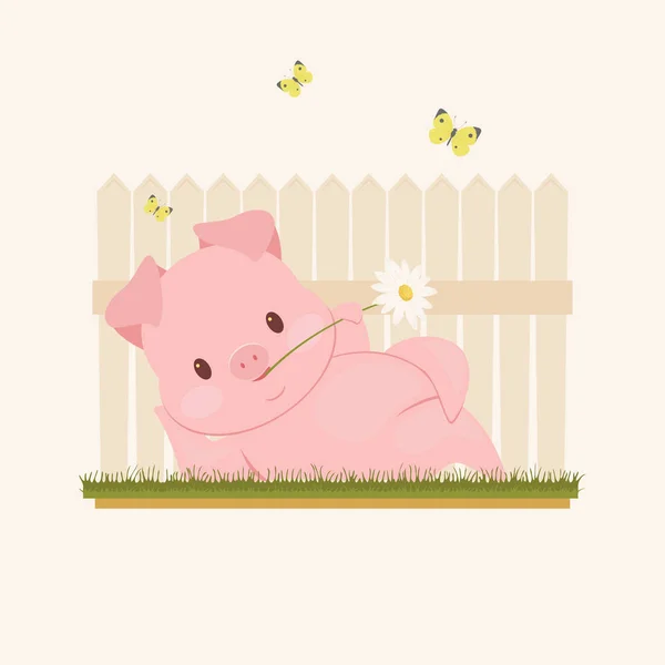 Funny pig character — Stock Vector