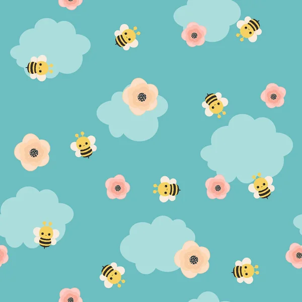 Bumble bee vector naadloze patroon — Stockvector