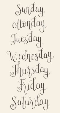 el yazısı haftanın günleri