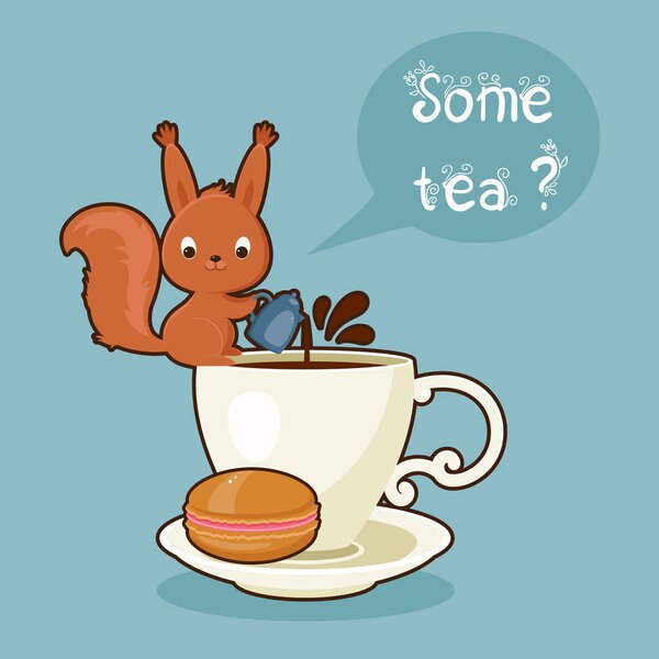 Squirrel making tea