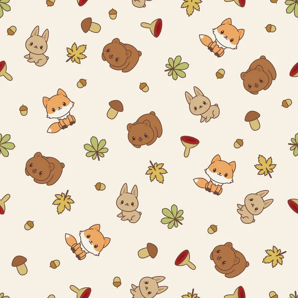 Woodland animais padrão vetor sem costura / papel de parede . —  Vetores de Stock