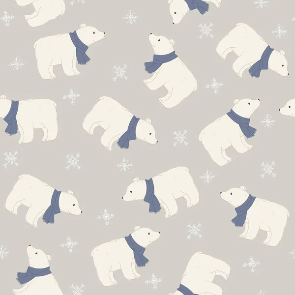 Urso polar em um padrão sem costura cachecol azul . —  Vetores de Stock