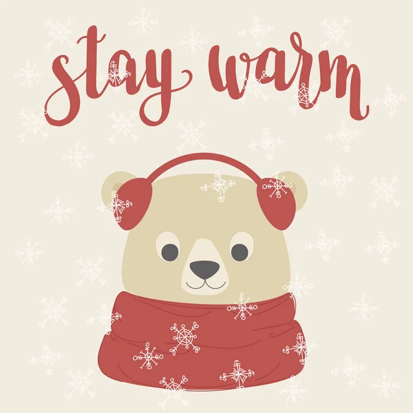 暖かいスカーフと耳が温暖化でシロクマ — ストックベクタ