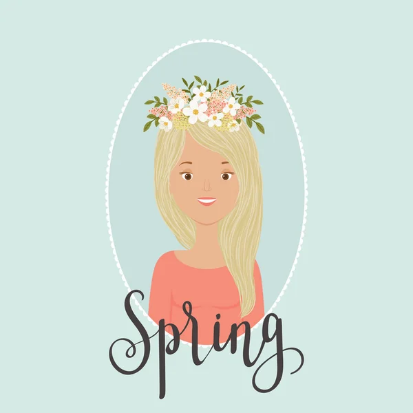 Illustration vectorielle fille printemps — Image vectorielle