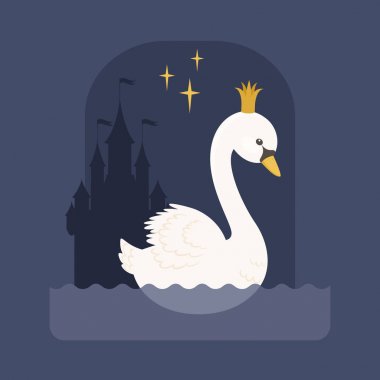 White swan with in a crown clipart