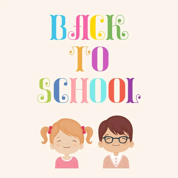 Back School Lettering Happy Kids Белые Дети Возвращаются Школу Векторная — стоковый вектор