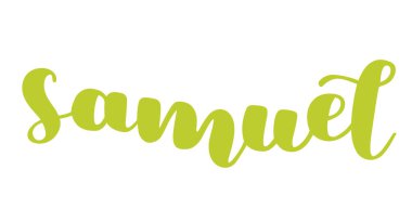 Erkek ismi Samuel 'in Almanca hecelenişi. Alman harfleri. Almanca heceleme. Kaligrafi erkek ismi, beyaz üzerine izole edilmiş..