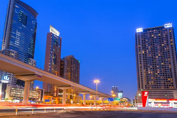 Hotels of Dubai Internet City at dusk, UAE — Stock Photo, Image