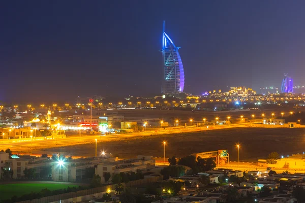 Burj Al Arab hotel in Dubai at night, UAE — Stock Photo, Image