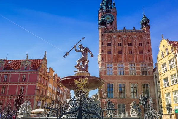 Eski kasaba Gdansk Neptün Çeşmesi — Stok fotoğraf