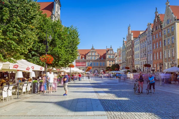 Ulice dlouhá Lane ve starém městě Gdaňsku — Stock fotografie