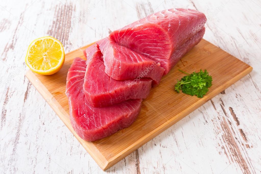 Raw tuna steak