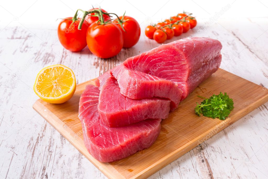 Raw tuna steak