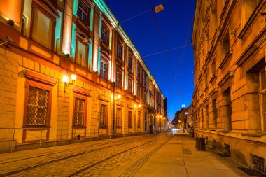 Mimarlık tarihi kentin Wroclaw alacakaranlıkta