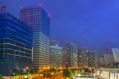 Cityscape gece Yokohama şehir