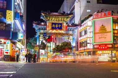 Yokohama Chinatown ilçe gece, Japonya