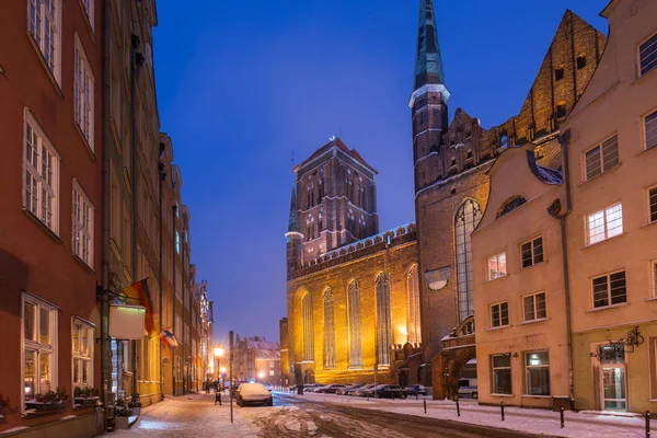 Oude stad van Gdansk in snowy winter — Stockfoto