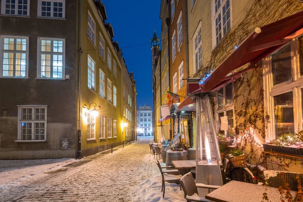 Oude stad van Gdansk in snowy winter — Stockfoto